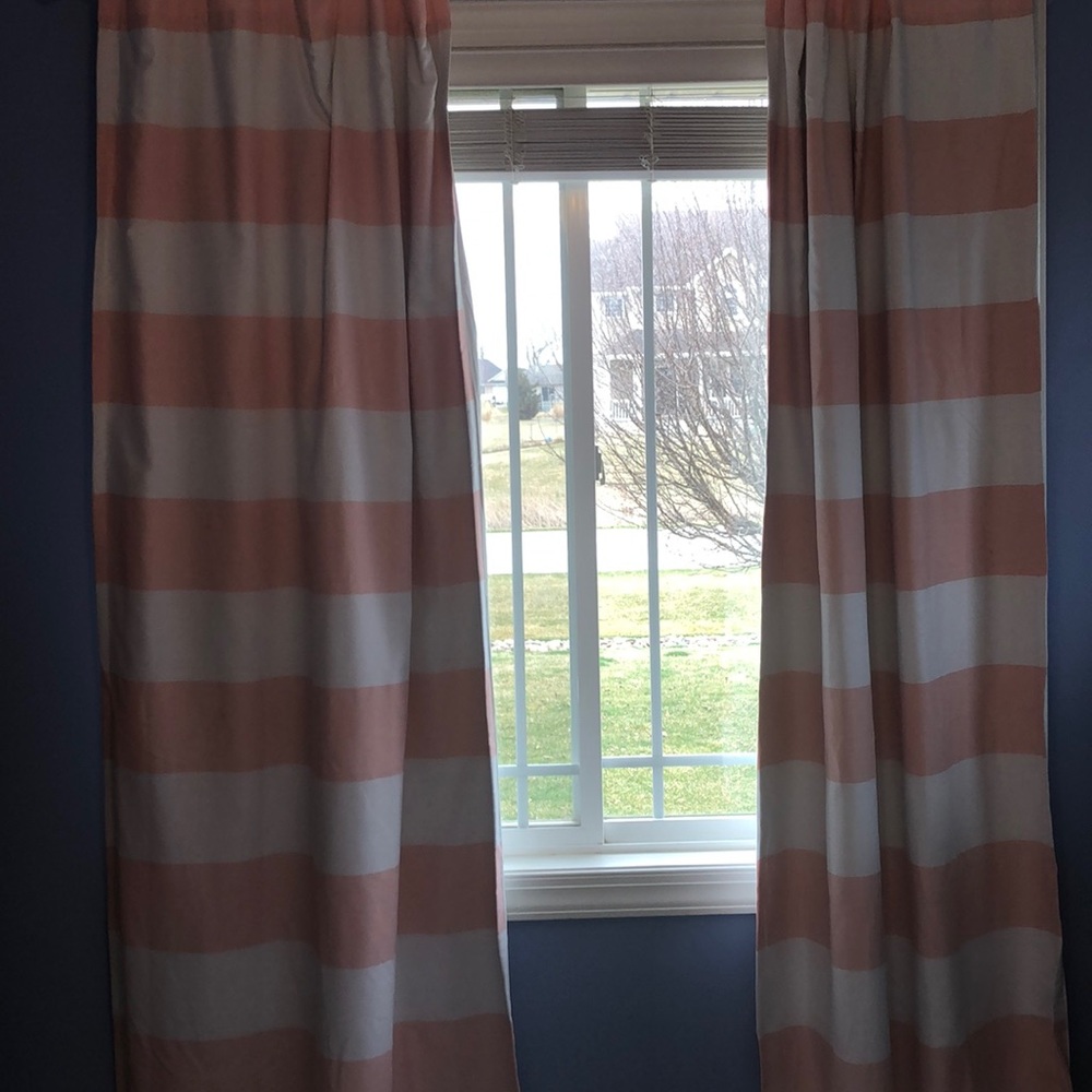 Pink and white blackout curtains
